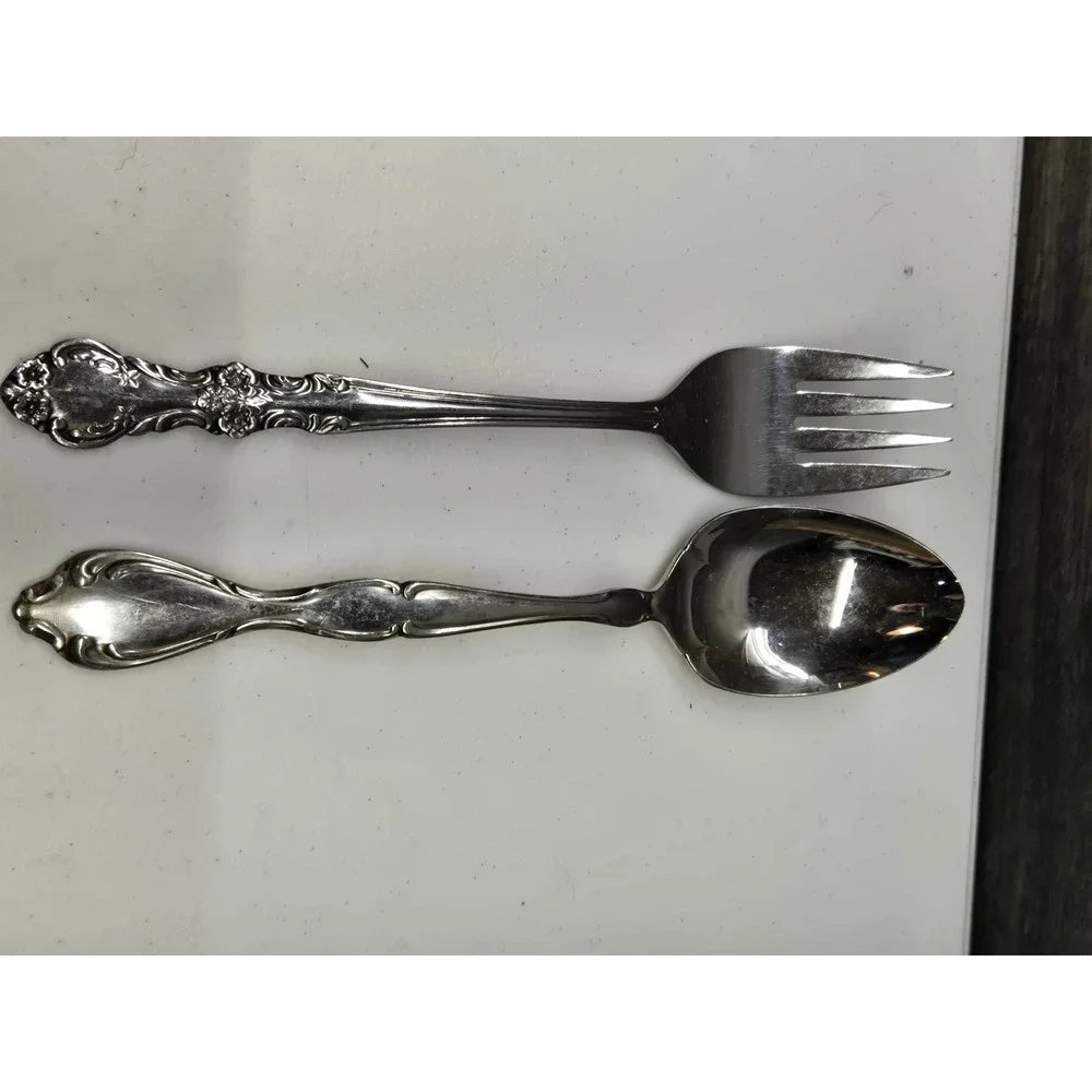 Oneida Community Stainless Morning‎ Rose Salad Fork and Enchantment Teaspoon Set